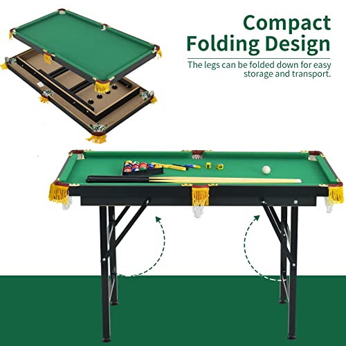 OLAKIDS Portable Folding Billiards Table with 2 Billiard Cues, Ball, Triangle Rack, Brush, Chalk, 47 Inch Game Pool Table for Kids Adults Family Office
