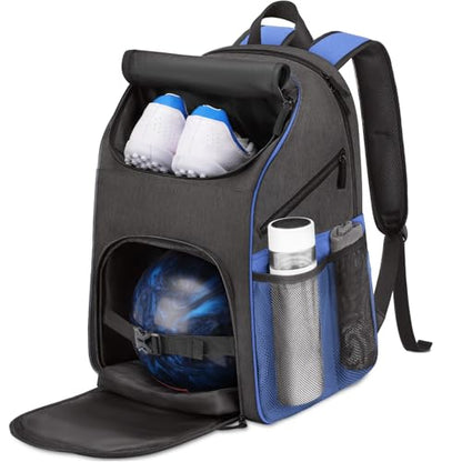 Bosynoy Bowling Backpack, Bowling Ball Bag Totes for Single Ball with Shoe Compartment & Foam Padded, Fits Shoes Up to US Mens Size 16, Grey - color: Light Blue