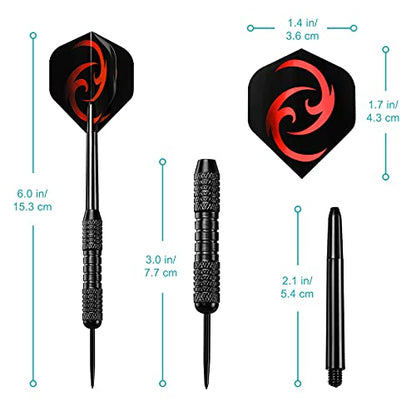 Accmor Darts Metal Tip Set, 12 Pack Steel Tip Darts Darts Set, 24 Grams Professional Metal Darts - color: Black Stripes