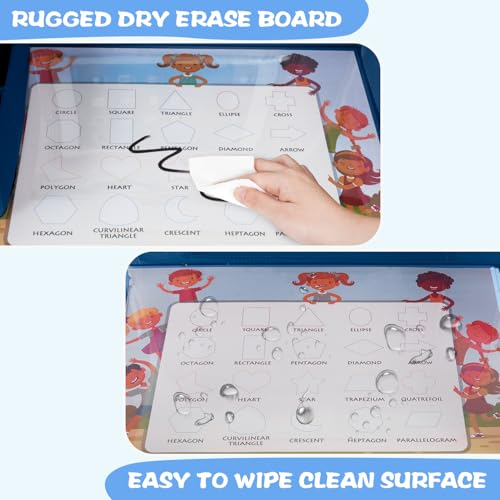 MENZOKE Car Seat Tray for Kids with Educational Drawing Board, Tablet Holder & Cooler Cup Holder, Essential for Car Travel & Airplane Trips, Space Pattern Design, Dark Blue - color: Navy Space