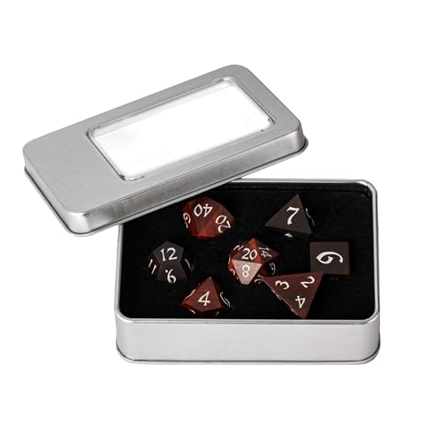 Wooden DND Dice Set, Natural Wood Polyhedral Dice Set D&D with Metal Box for Role Playing Games and Tabletop Games (Red Sandalwood) - color: Big Red Sandalwood
