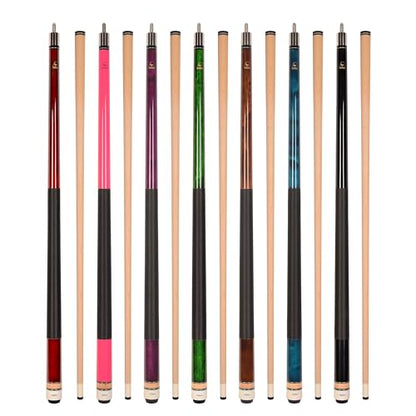 Set of Aska L2 Billiard Pool Cue Sticks, 58" Hard Rock Canadian Maple, 5/16x18 Joint, 13mm Hard Tip, Mixed Weights - style: Set of 7 Sticks