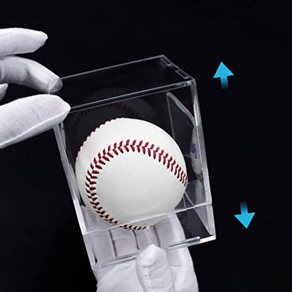8 Pack Baseball Display Cases - UV Protected Acrylic Square Baseball Holder, Official Size Baseball Display Boxes, Clear Display Cube Baseball Memorabilia Showcase Autographed Ball Protector - size: 8ct Baseball Display Case