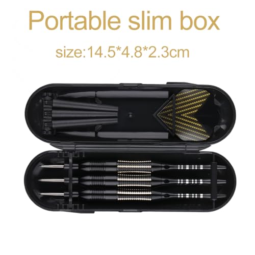 Steel Tip Darts Set for Dartboard, Professional Brass Darts Metal Tip Black Purple Aluminium Nylon Shafts 9 Flights 50 Rubber O-Rings 12 Spring Rings 1 Dart Sharpener Tool 24/27 Grams - color: 26 grams---Black