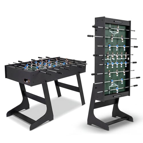 Goplus Folding Foosball Table, 48'' Full Competition Size Soccer Table for Adults Family Night, Game Room, Party - color: Black