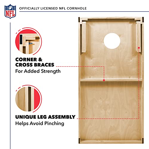 NFL 2' x 3' Solid Wood Cornhole Set with Direct Print HD Team Graphics – Great Gift for Any Football Fan! Bean Bag Toss Family Outdoor Games