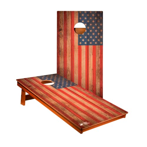 ACA American Cornhole Association Recreational Boards Regulation Backyard 2ft x 4ft - color: Distressed Wood Flag