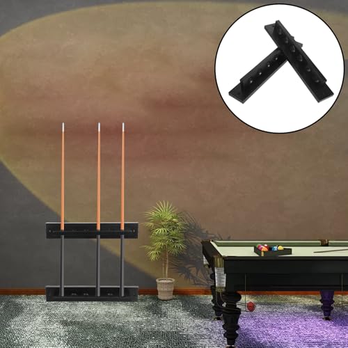 DOITOOL Solid Wood Billiard Cue Wall Rack 6-hole Pool Stick Holder Wall-mounted Cue Storage Organizer for Indoor Recreation Room