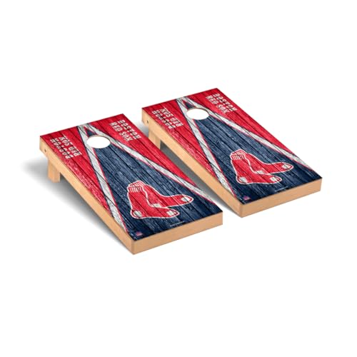 Baseball Themed Cornhole Boards, 2x4 Premium Corn Hole Board Set, Officially Licensed Cornhole Boards, Perfect for Tailgates - color: Boston, size: 2. Include Carrying Case