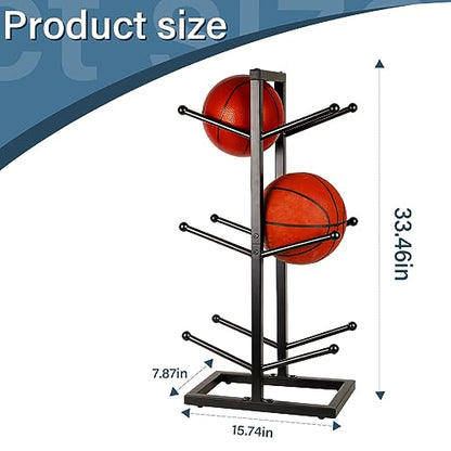 Basketball Organizers Metal Ball Storage Rack Sports Storage for Indoor Outdoor - style: 3-Layer