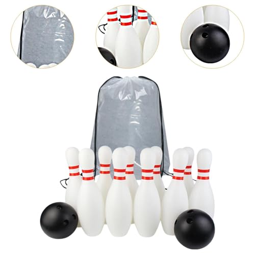 Children's Bowling Set with 10 Pins and 2 Balls, Includes Carrying Bag for, 25cm