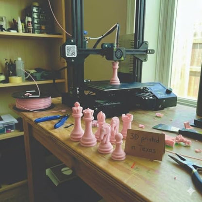 Staunton Chess Pieces Half Set, 17 Pink Pieces, 3.75" King | Made in USA - color: Pink