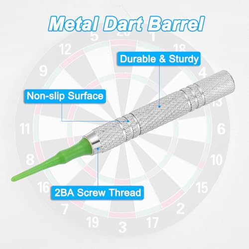 12 Grams Dart Replacements Barrel, 6Pcs Metal Dart Replace Barrel Accessories for Soft and Steel Dart Tips, Silver Tone