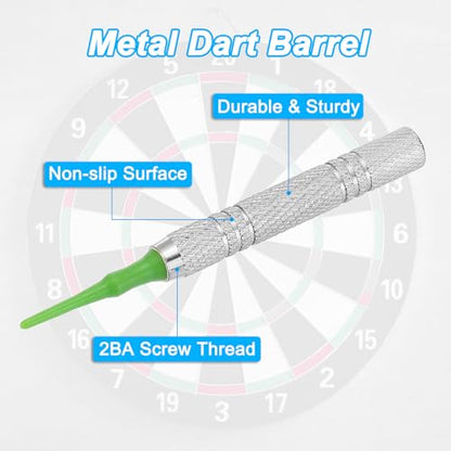 12 Grams Dart Replacements Barrel, 6Pcs Metal Dart Replace Barrel Accessories for Soft and Steel Dart Tips, Silver Tone