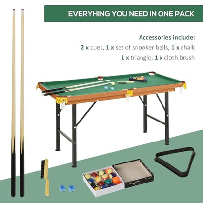 Penau 55 Inch Portable Folding Billiards Table Game Pool Table with Complete Set Green Felt for Family Fun