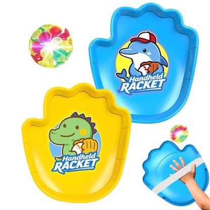 Sports Ball Catcher Toy: Game with Portable Racket and Light Up Balls for Kids, Family Toss Activities, Indoor Outdoor Hands- Training | Juego di