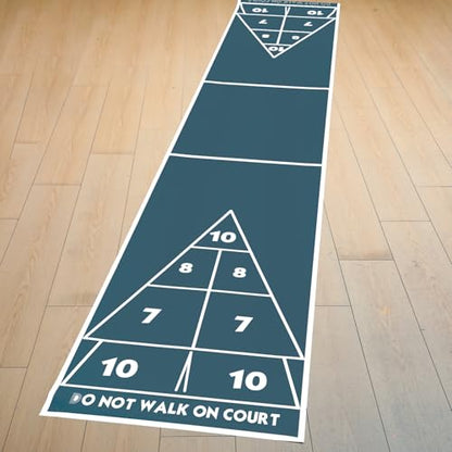 Silipull 1 Pack Shuffleboard Tabletop Game Board 30 x 180 Inch Shuffleboard Court PVC Family Board Curling Game Equipment Blue for Home Indoor Outdoor
