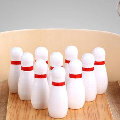 Desktops Tabletop Bowling Game Set, Toy, Wooden Wooden