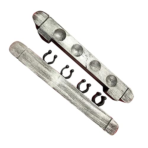 2Pcs 4 Pool Cue Rack Storage Table Rods Clip Bracket Wall Mounted Solid Wood Cue Rack Holder for Billiard Clubs Game Room Pool Bars Players - color: Grey