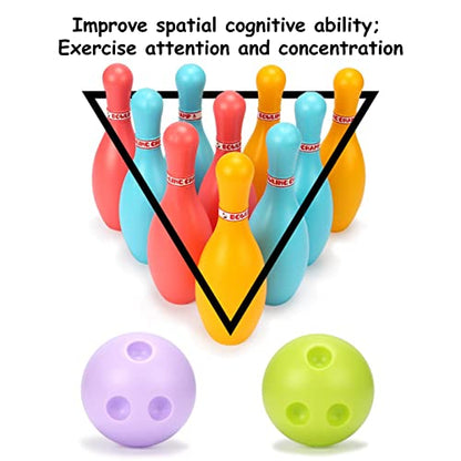 RiToEasysports Kids Bowling Set, Plastic Indoor Outdoor Game Toy for Children with 6 Pins and 2 Balls, Develops Motor Skills Hand Eye Coordination, Great Parties School Activities