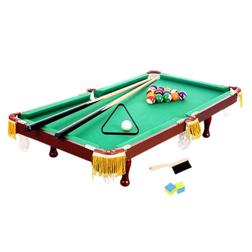 Mini Tabletop Pool Set Billiard Game with Portable Wooden Pool Table Pool Cues Triangle Rack Game Balls Suitable for Family Friends Indoor