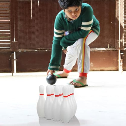 Toddmomy Small Bowling Set 10 Plastic Bowling Pins and 2 Balls Mini Game for Kids Indoor Outdoor Game for Family Play Motor Skills Activity