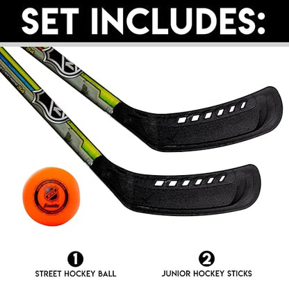 Franklin Sports NHL Kids Street Hockey Stick Set - Includes (2) Youth Street Hockey Sticks + (1) Outdoor Roller Hockey Ball - Perfect Hockey Starter Set for Kids - style: Player Sticks