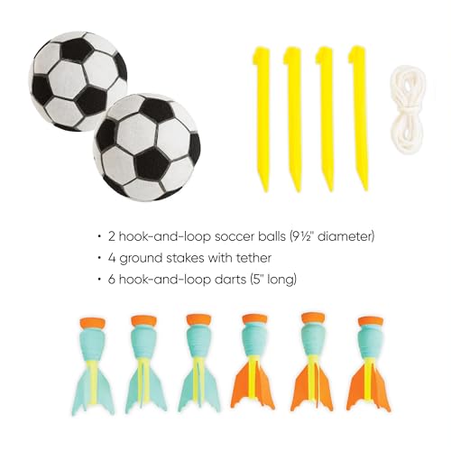 Hearthsong Jumbo 57-Inch Inflatable 2-in-1 Darts and Soccer Set with Double-Sided Scoreboard, Two Soccer Balls, Six Darts, Outdoor Play, Ages 5 and Up