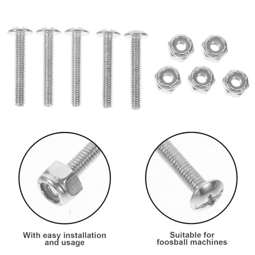 Abaodam Foosball Table Fixation Screws and Nuts 50Pcs Metal Hardware Fasteners for Secure Foosball Player Assembly and Stable Gameplay