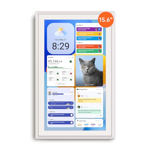 Apolosign 15.6-inch Digital Family Calendar, No Subscription Fee, Smart Wall Planner with Calendar Sync, Chore Chart & Touchscreen Display for Busy Families, Dual Mode, with Stand(White) - color: White