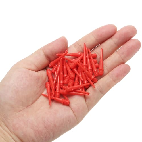 YOKIVE 100 Pcs Plastic Dart Tips, Game 2BA Thread Soft Darts Tips Replacements Dart Accessory | Indoor Outdoor Play (Red)