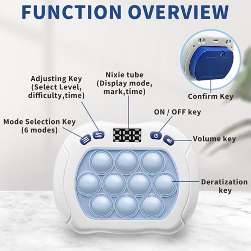 Intoypad Pop Game Light Up Fidget Toy for Kids, 6 Modes LED Screen Quick Push Controller Electric Fidget Popper Game Quick Push Bubble Sensory Games Birthday Toys for Kids Lightblue - style: Lightblue