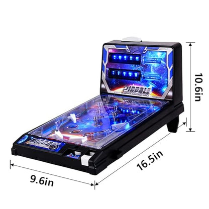 Arcade Pinball Game, Mini Pinball Machine with Lights & Sounds, Electronic Tabletop Ball Shooting for Family Kids, Action and Reflex Game