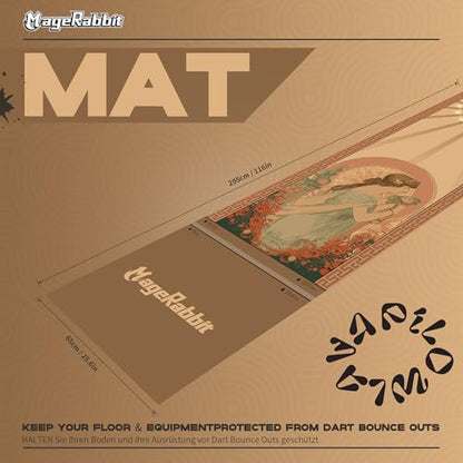 Darts Mat, 297x66cm, with Oche Lines, Professional Non Slip Carpet, Protection for Floor and Dart Tip (Pray MageRabbit)