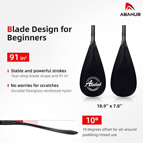 Abahub Carbon Fiber SUP Paddles, 1 x 3 Section Adjustable 67" - 86" Carbon Fiber Shaft, Lightweight Stand-up Paddle Oars for Paddleboards, with a Carrying Bag - color: Carbon Fiber Shaft & Black Plastic Blade