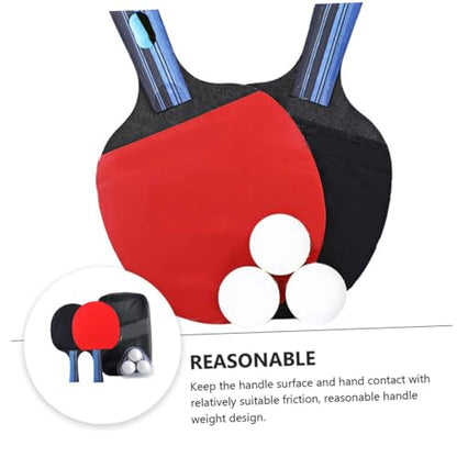 KESYOO Double Side Table Tennis Paddle Set with Short Handles Balls Carry Bag Non Slip Grip Rubber for Strong Speed Beginner Friendly Pingpong Rackets for Indoor and Outdoor Play