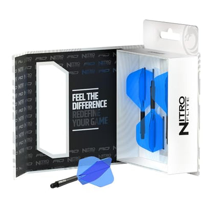 RED DRAGON Darts - Nitro Flite Integrated Flight & Shaft System - No.2 Shape and Design - Available in Short, Intermediate & Medium - Available in Variety of Colours - Professional Darts Accessories - color: Black & Blue