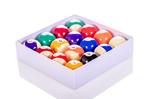 Mizerak Regulation Pool Ball Set – 2.25″ Billiard Balls – High-Gloss Finish, Inlaid Numbers, Chip & Crack Resistant Cue Ball Set