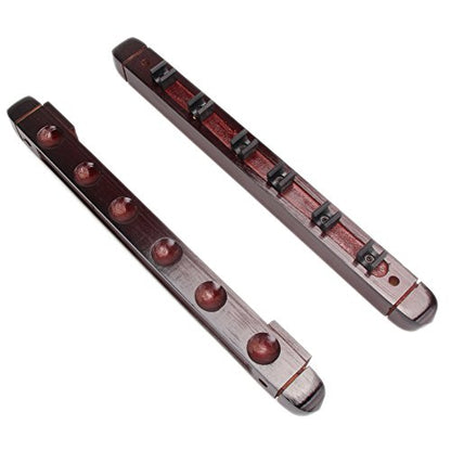 Pool Stick Holder, Wall Mounted 6 Cue Billiard Rack - Premium Solid Wood Cue Accessories