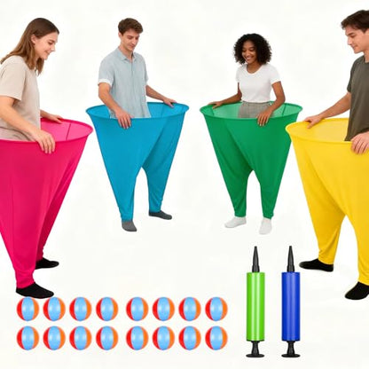 Granny Pants Yard Game Set, 4 PCS Funny Backyard Lawn Game with 16 Bouncy Balls & 2 Pumps, Outdoor Party Games for Adults, Family Reunion Carnival Game, Fun Yard Games for Groups