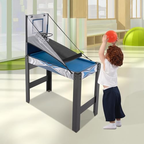 5-in-1 Multi Game Table for Family, Combo Game Table with Pool, Hockey, Ping Pong, Basketball, Adjustable Legs, Compact Size for Home, Game Room, Outdoor, Ideal Gift for Kids and Adults