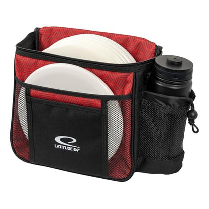 Latitude 64 Slim HEX Shoulder Bag | Lightweight Disc Golf Bag with Putter Pocket | Durable HEX Pattern Nylon Material | Compact Storage for Casual Rounds & Practice | Holds Up to 8 Discs - color: Red