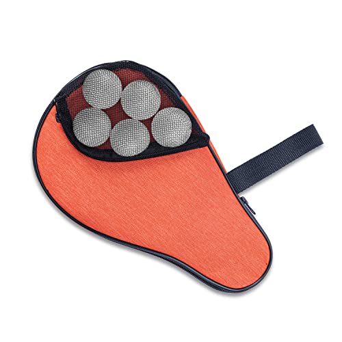 VISEMAN Table Tennis Racket Cover, Ping Pong Paddle Case, Portable Waterproof Table Tennis Bat Bag to Hold 2 Paddles 5 Balls - color: Orange