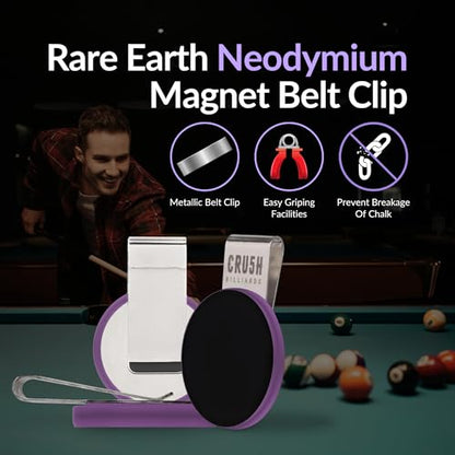 Ultra-Grip Magnetic Chalk Holder Clip - Neodymium Belt Clip for Secure Cue Chalk, Pool Stick Chalk Holder, Ideal for Billiards & Pool Accessories, Cue Stick Magnetic - color: Purple