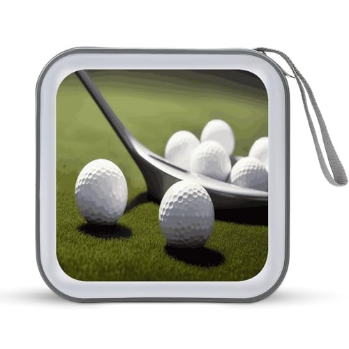 Golf CD Case 40 Capacity Case Zipper CD Collection Bag with Handles Cover DVD Storage Hard Plastic DVD Disc Cases Storage Binder for Car Home Office Travel