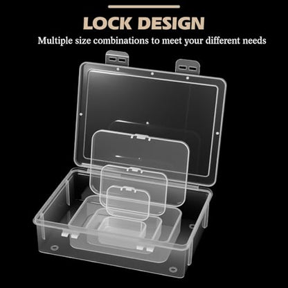 24 Packs Small Clear Plastic Beads Storage Containers Box with Hinged Lid for Storage of Small Items, Crafts, Jewelry, Hardware(Multiple Sizes) - size: Multiple Sizes