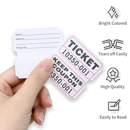 L LIKED Raffle Tickets Double Rolls 1000 Per Roll 50/50 Raffle Tickets for Events,Carnivals, Entry, Class Reward, Prizes(White) - color: 1000 White