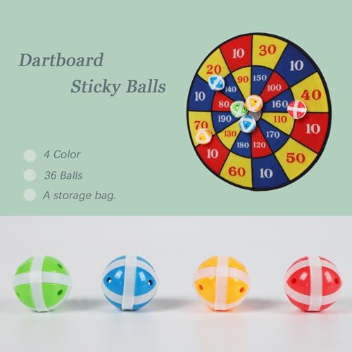 Dart Board Sticky Balls, Dart Hook and Loop Balls for Toss Game, Kids Indoor Outdoor Party Play Game Toys