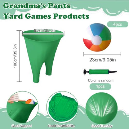 Granny Pants Yard Game Set Giant Outdoor Party Activity for Kids and Adults, Big Pants Ball Catching Set with 4 Balloons and Pump, Funny Lawn Activity, Ring Toss Games (Dark Green) - color: Dark Green