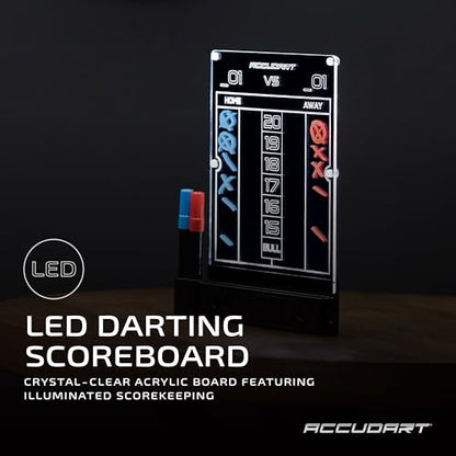 Accudart LED Dart Scoreboard - High-Vis Display - No Mess Design - Includes 1 Wipe and 2 Dry Erase Markers